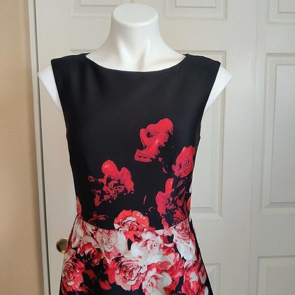 Adrianna Papell rose floral fit and flare dress sz 2 - Picture 2 of 9